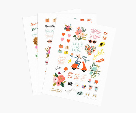 Sticker Sheets - RIFLE PAPER CO Stationery. Set of 3 - ELEGANTE VIRGULE CANADA, Canadian Gift, Fabric and Quilt Shop.