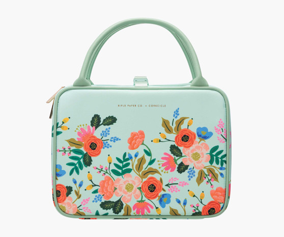 Lively Floral Mint - RIFLE PAPER CO X CORKCICLE, Baldwin Boxer Lunchbox - ELEGANTE VIRGULE CANADA, Canadian Gift, Fabric and Quilt Shop. Bottle, Thermos