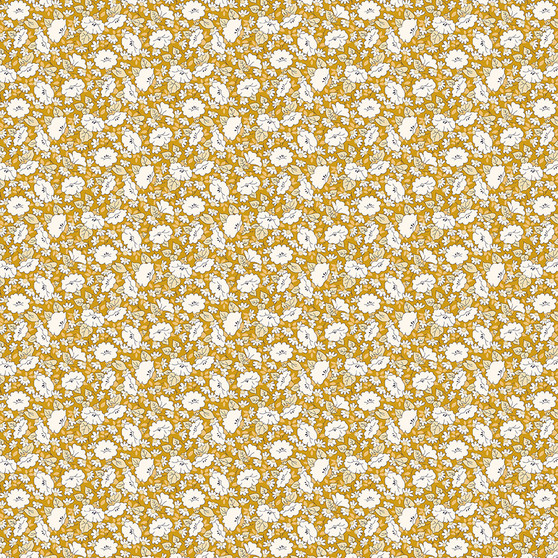 Liberty Quilting, TUDOR CELEBRATION, Mayflower Meadow C in Gold - Elegante Virgule Canada