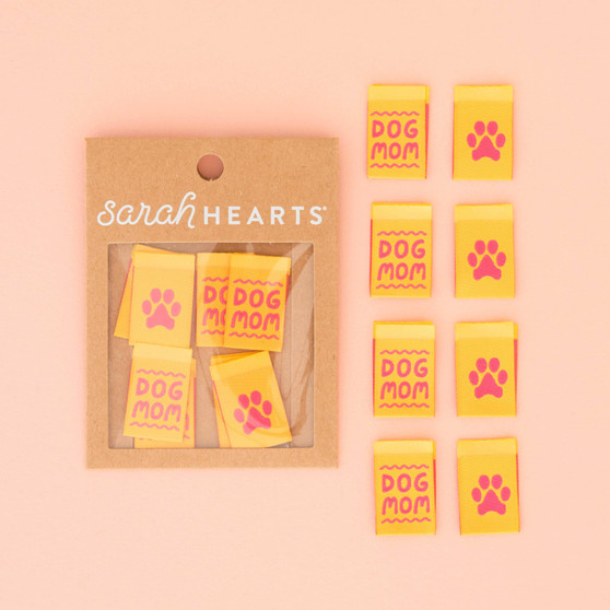 SARAH HEARTS, DOG MOM Woven Labels (Pack of  8 Labels) - ELEGANTE VIRGULE CANADA