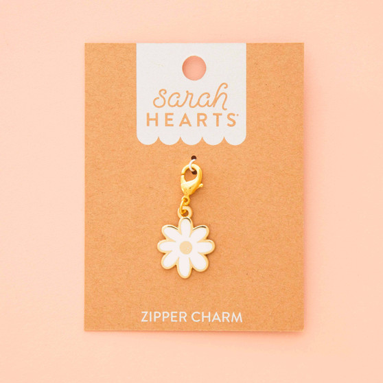 SARAH HEARTS, White Daisy, Removable Zipper Charm - ELEGANTE VIRGULE CANADA