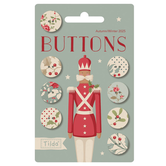 TILDA MERRY LITTLE CHRISTMAS, Cream Buttons 0,63 in (16mm) - Set of 8 buttons - ELEGANTE VIRGULE CANADA