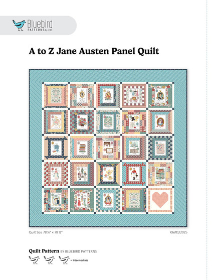 Bluebird Patterns, JANE AUSTEN, Emma, A to Z Jane Austen Panel Quilt Paper Pattern, Riley Blake Designs - ELEGANTE VIRGULE CANADA
