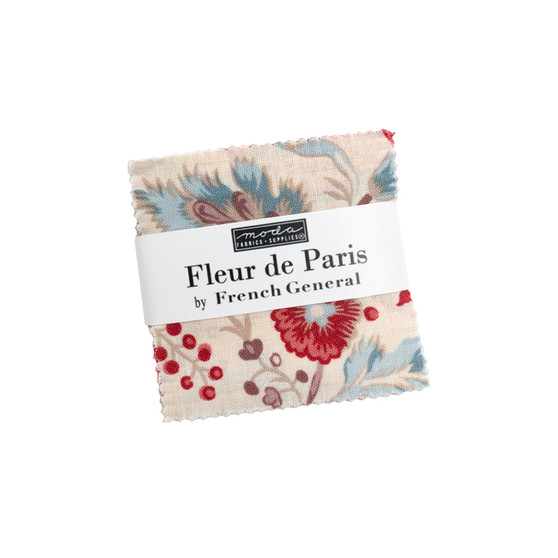 MODA, FRENCH GENERAL - Fleur de Paris, Mini Charm Pack 42pcs 2,5" x 2,5" (6,5 x 6,5 cm) (COMPLETE MAIN COLLECTION) - ELEGANTE VIRGULE CANADA