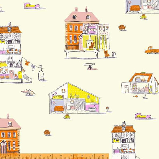 WINDHAM FABRICS, HEATHER ROSS Lucky Rabbit, Dollhouse in Cream - ELEGANTE VIRGULE CANADA