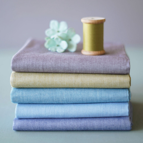 TILDA BASICS CHAMBRAY, Lavender Field - Bundle of 5 fabrics 100% Cotton. TILDA BASICS, Elegante Virgule Canada, Canadian Quilt Shop, Quilting Cotton