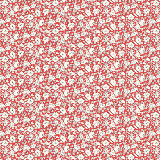 Liberty Quilting, TUDOR CELEBRATION, Mayflower Meadow B in Red - Elegante Virgule Canada