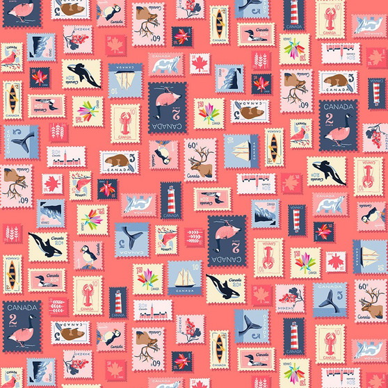 WINDHAM FABRICS, TAMARA KATE From Sea to Sea, Post Me A Letter Sockeye - ELEGANTE VIRGULE CANADA