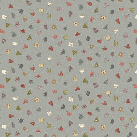 HATCHED AND PATCHED Anni Downs - Down Tinsel Lane, Christmas Cups in Light Blue - ELEGANTE VIRGULE CANADA