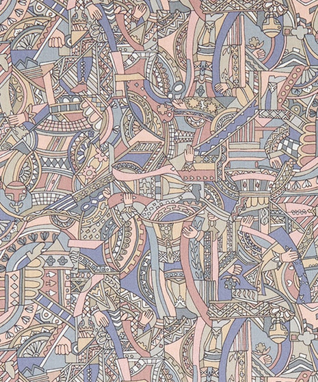 LIBERTY OF LONDON -  ROYAL SUITS B Blue and Old Rose 100% Cotton Tana Lawn, Per Half-Meter,  CANADIAN SHOP. LIBERTY IN CANADA, Elegante Virgule - From London with love