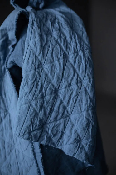 MERCHANT AND MILLS, Quilted Jacquard Cotton in AHOY Medium Blue - Elegante Virgule Canada