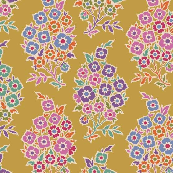 TILDA PIE IN THE SKY, WillyNilly in Mustard - Elegante Virgule Canada, Canadian Fabric Quilt Shop, Montreal, Quebec, Quilting Cotton