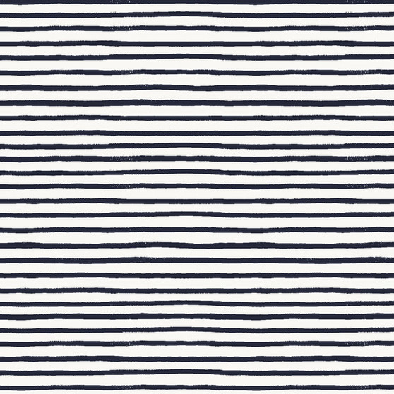 RIFLE PAPER CO, BON VOYAGE, Festive Stripe in Navy - by the half-meter, Elegante Virgule Canada, Canadian Fabric Quilt Shop, Quilting Cotton