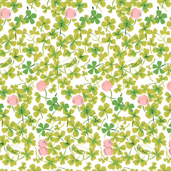 WINDHAM FABRICS, HEATHER ROSS Studio Edit, Cricket Clover in Pink - ELEGANTE VIRGULE CANADA