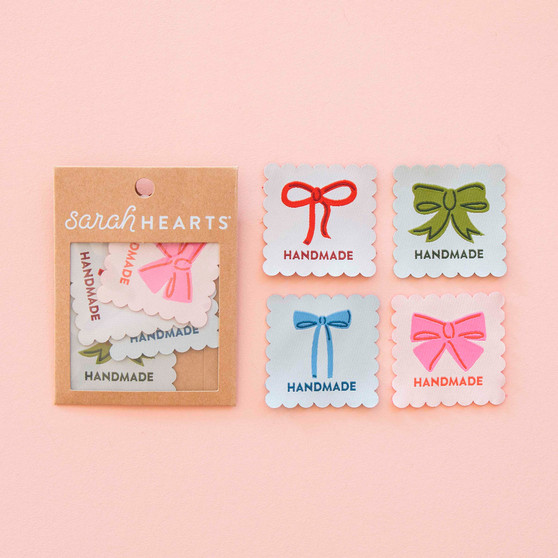 SARAH HEARTS, Bows Handmade Large Woven Labels (Multipack of  4 Labels)  - ELEGANTE VIRGULE CANADA