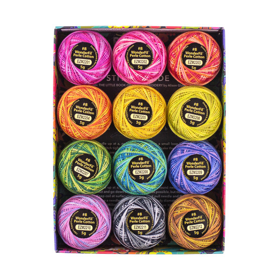 WONDERFIL ALISON GLASS, Eleganza™ 8wt, Perle Cotton Thread Box STARS Variegated (Pack of 12) - Wonderfil Specialty Thread, Elegante Virgule Canada
