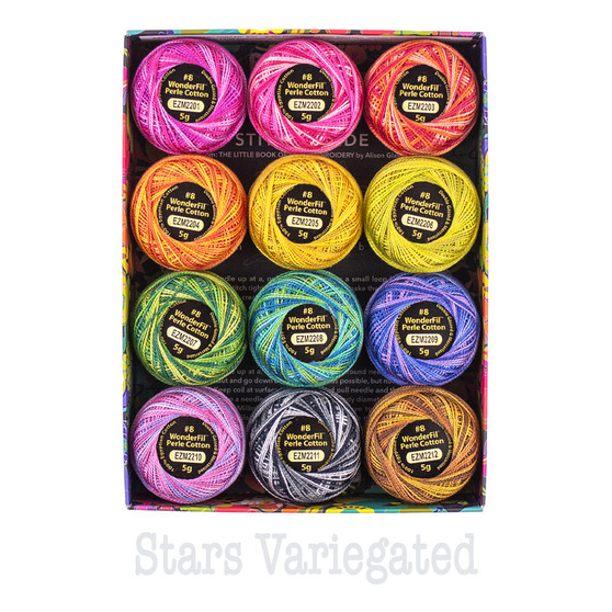 WONDERFIL ALISON GLASS, Eleganza™ 8wt, Perle Cotton Thread Box STARS Variegated (Pack of 12) - Wonderfil Specialty Thread, Elegante Virgule Canada