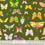 Tissus Windham, Insectarium Tamara Kate, exposé en vert olive - ELEGANTE VIRGULE CANADA