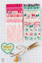 RILEY BLAKE DESIGNS, MINT FOR YOU, Conversation Hearts in Sea Glass Sparkle - ELEGANTE VIRGULE CANADA, Canadian Fabric Quilt Shop, Quilting Cotton