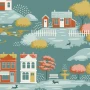 TILDA VILLAGE LIFE Blenders, Village Teal - by the half-meter