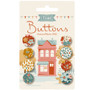 TILDA VILLAGE LIFE, Autumn Buttons  0,63" and  0,55" (14 & 16mm) - Set of 8 Buttons