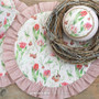 ACUFACTUM Fabrics, Spring / Summer, Tulip Time, Red Green on Peach - ELEGANTE VIRGULE CANADA