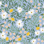 RIFLE PAPER CO, BRAMBLE, Daisy Fields in Blue Metallic 100% Canvas Cotton - by the half-meter - ELEGANTE VIRGULE CANADA, Canadian Fabric Quilt Shop, Quilting Cotton