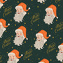 RIFLE PAPER CO, HOLIDAY CLASSICS II, Santa in Evergreen Metallic - Elegante Virgule Canada, Canadian Fabric Quilt Shop, Quilting Cotton