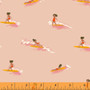 HEATHER ROSS Malibu,  Tiny Surfers in Peach - ELEGANTE VIRGULE CANADA, CANADIAN FABRIC SHOP, Quilting Cotton