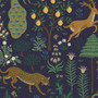 RIFLE PAPER CO CAMONT, Menagerie in Navy Metallic, 100% Canvas Cotton - by the half-meter - Elegante Virgule Canada