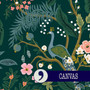 RIFLE PAPER CO, VINTAGE GARDEN, Peacock in Hunter Metallic, CANVAS (Cotton / Linen) - ELEGANTE VIRGULE CANADA, Canadian Fabric Quilt Shop
