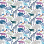 LIBERTY OF LONDON - QUEUE FOR THE ZOO G in Purple & Blue, 100% Cotton Tana Lawn, Per Half-Meter - ELEGANTE VIRGULE CANADA, Canadian Fabric Gift Quilt Shop