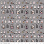 SPOOKY SCHOOLHOUSE Witch School in Gray - ELEGANTE VIRGULE CANADA, Halloween Fabrics
