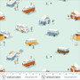 WINDHAM FABRICS, HEATHER ROSS Favorites, Bus in Aqua - ELEGANTE VIRGULE CANADA