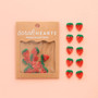 SARAH HEARTS Buttons, Strawberry Small 5/8" (Set of 10 buttons)  -  ELEGANTE VIRGULE CANADA