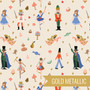 RIFLE PAPER CO HOLIDAY CLASSICS, Land of Sweets in Cream Metallic - by the half-meter - by the half-meter - Elegante Virgule Canada, Canadian Fabric Quilt Shop, Quilting Cotton