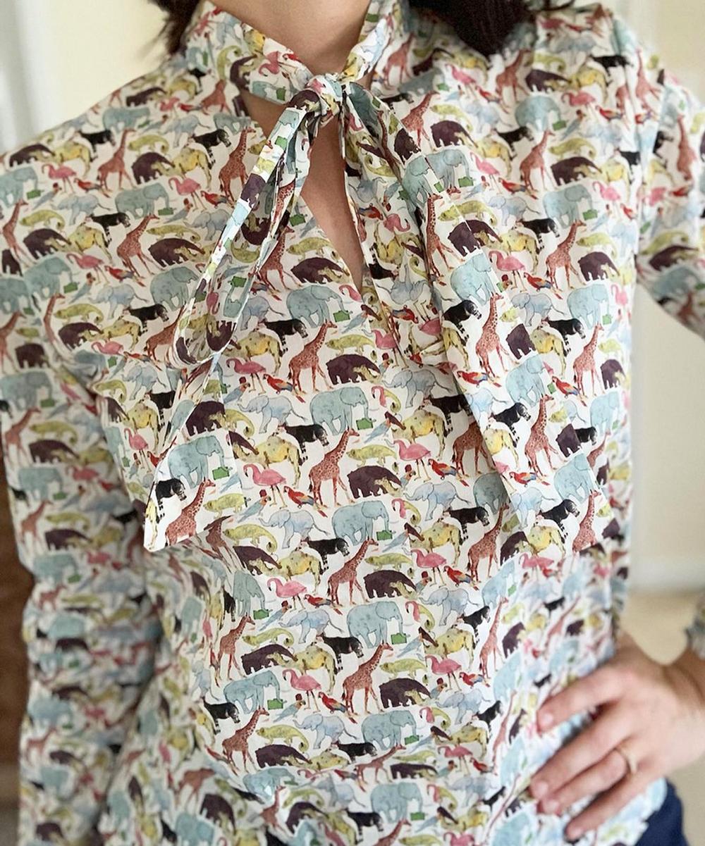 LIBERTY OF LONDON QUEUE FOR THE ZOO F in Cream & Green, 100 Cotton