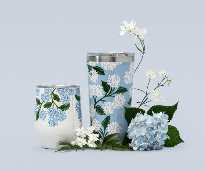 Hydrangea Blue - RIFLE PAPER CO X CORKCICLE, 16 oz. Tumbler