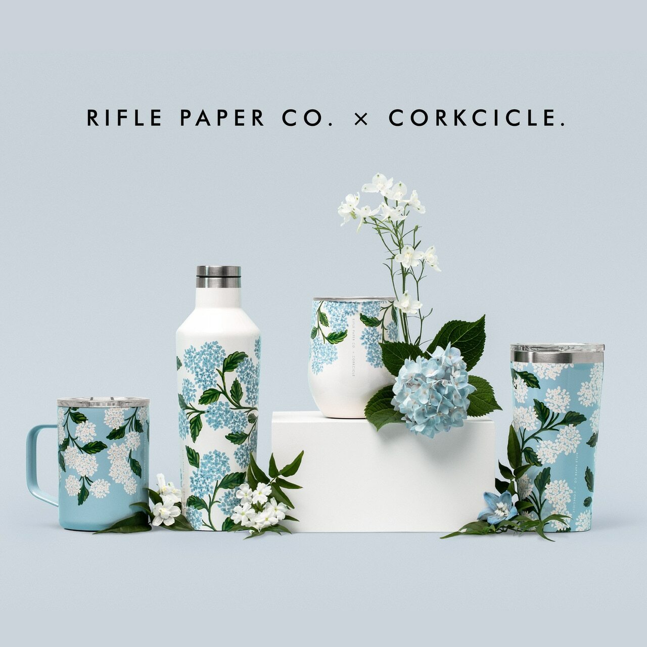 Hydrangea Blue - RIFLE PAPER CO X CORKCICLE, 16 oz. Tumbler