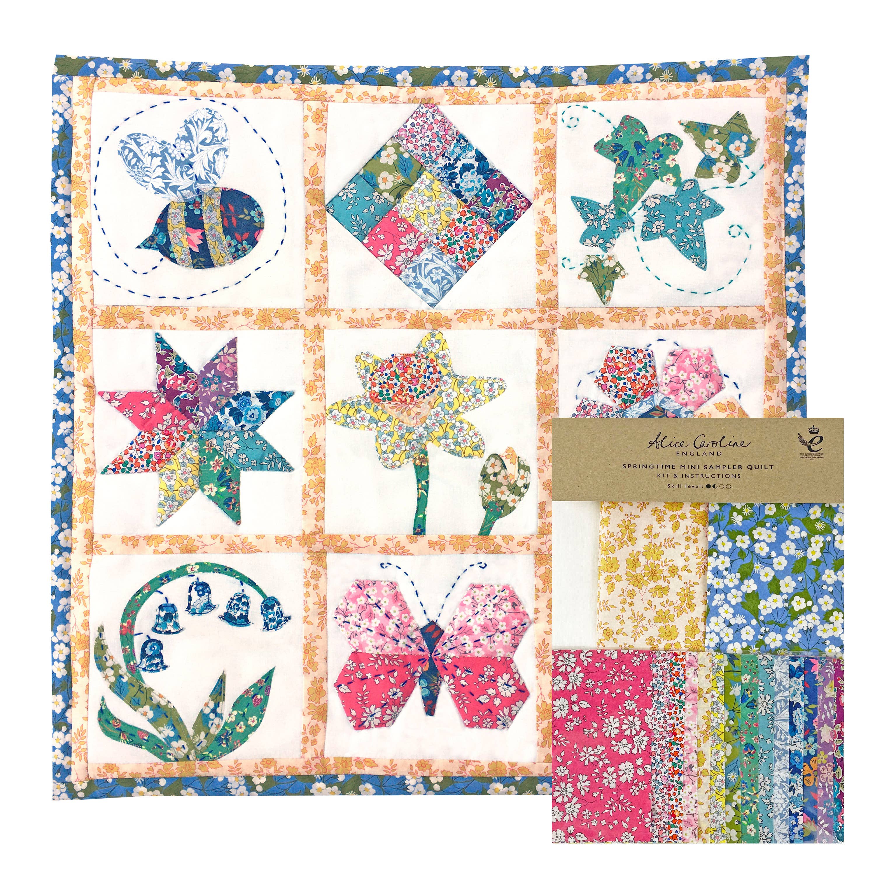 LIBERTY FABRICS, Alice Caroline Exclusive - Springtime Mini Sampler Quilt Kit LIBERTY FABRICS, Alice Caroline Exclusive - Springtime Mini Sampler Quilt Kit