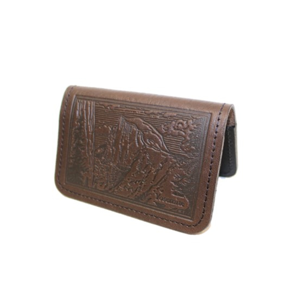 Half Dome Leather Card Holder - Chocolate