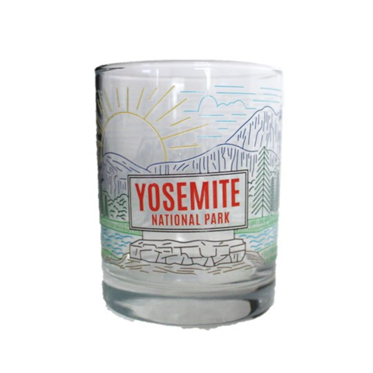 Yosemite Line Art Rocks Glass