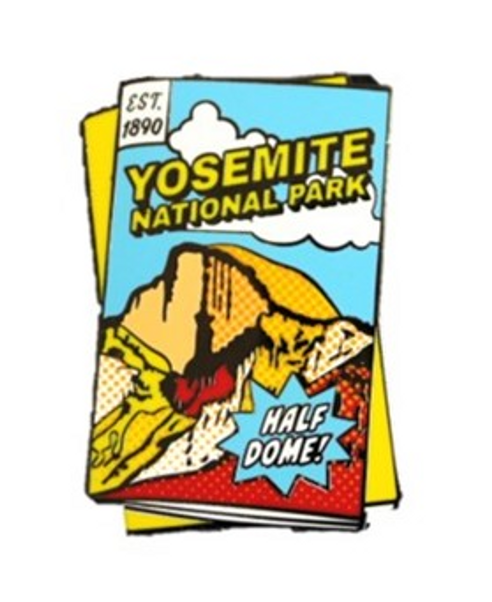 Half Dome Comic Scene Pin