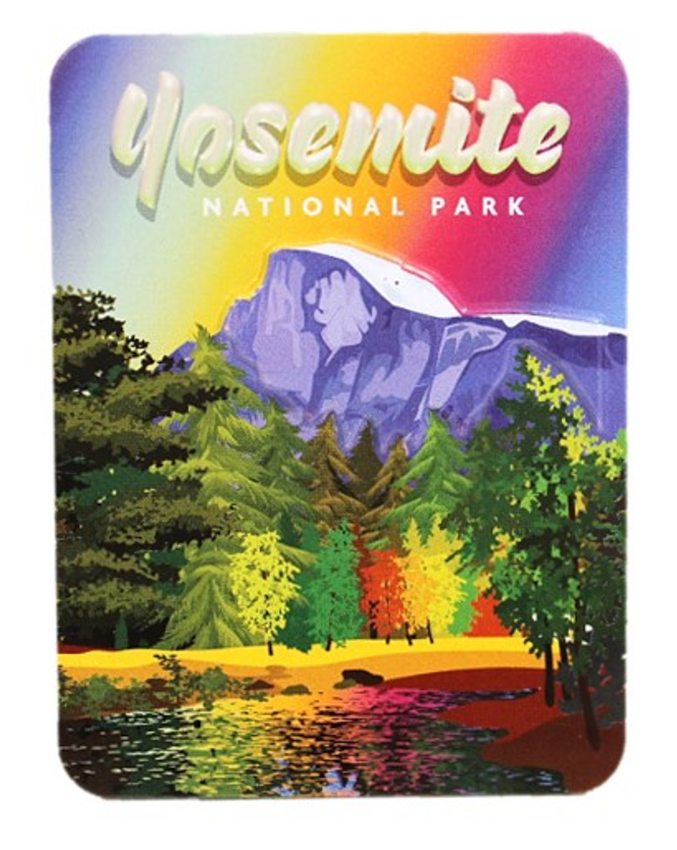 Half Dome Rainbow Sky Retro Magnet