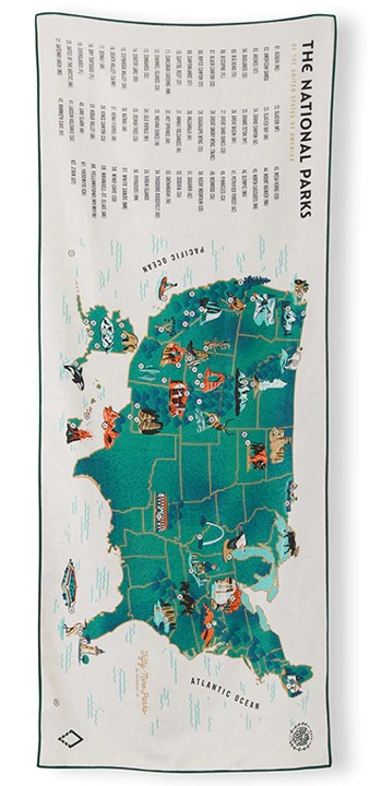 National Parks Map Nomadix Towel