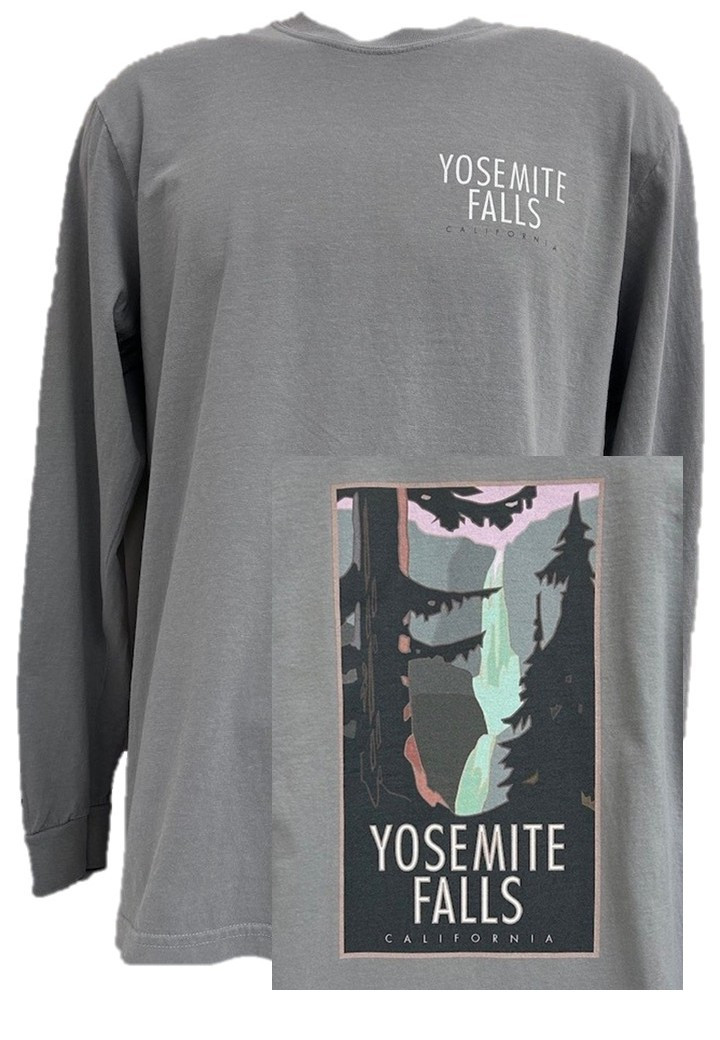 Mens Yosemite Falls Deco Long Sleeve Tee