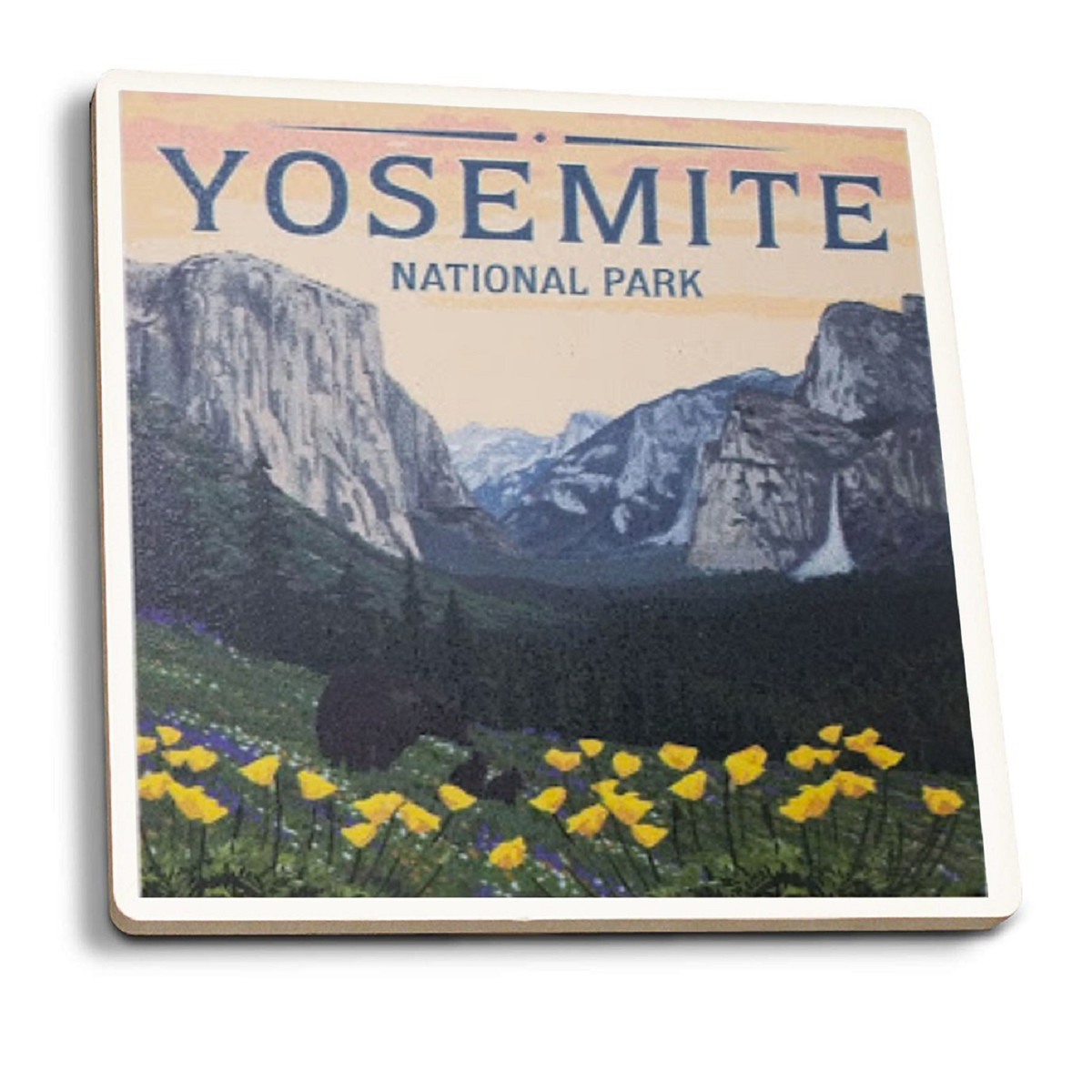 Bear & Flower Yosemite  Coaster