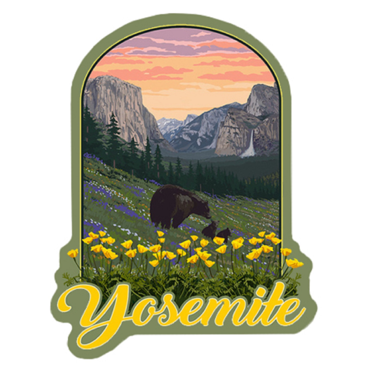 Bear & Flower Sticker - Large