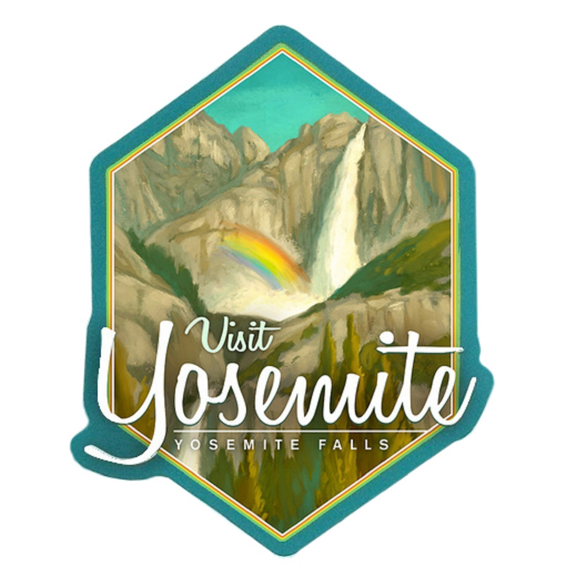 Yosemite Falls Oil Sticker - Small