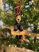 Beware Black Bear With Sign Ornament